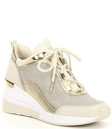 michael michael kors lolly glitter fabric lace-up platform wedge trainers|Michael Michael Kors Women's Mabel Trainer Lace.